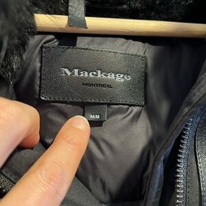 Black Mackage size M (fits small) goose down coat. Great condition!